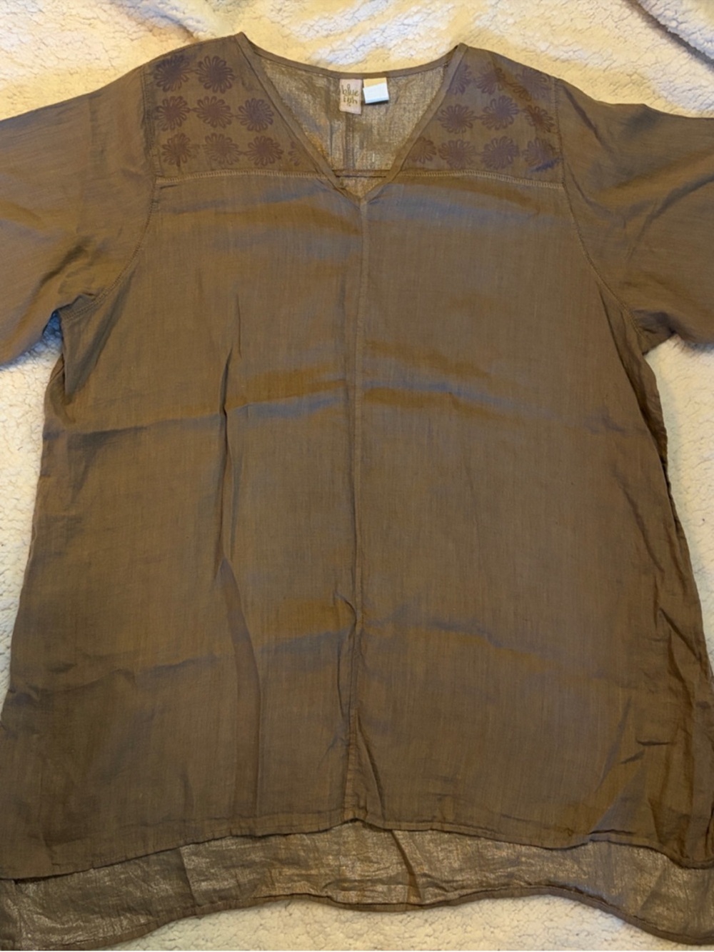 Blue Fish Taupe Hand Painted V-Neck Tunic - Picture 3 of 7